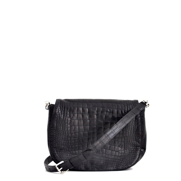 Milky Guacamole Croc-Embossed Leather Bag