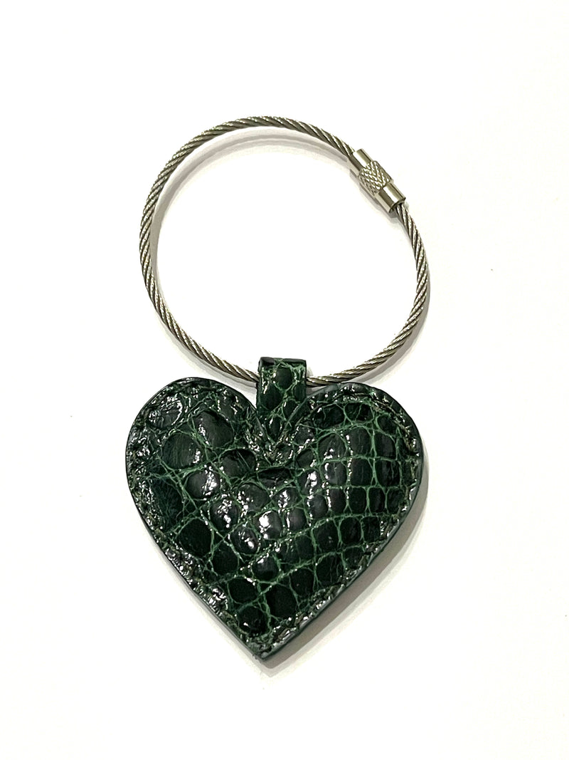 HEART KEYCHAINS - FOREST GREEN GLAZE - IN STOCK
