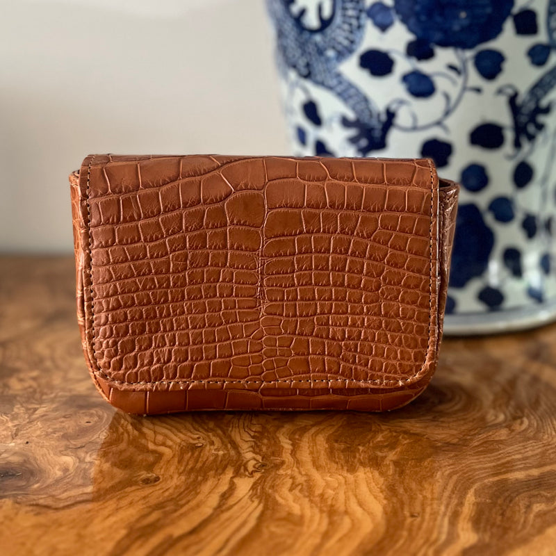 MINI STEPHANIE - COGNAC MATTE ALLIGATOR -  IN STOCK NOW