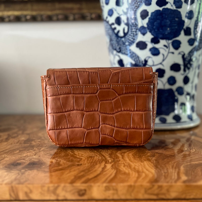 MINI STEPHANIE - COGNAC MATTE ALLIGATOR -  IN STOCK NOW