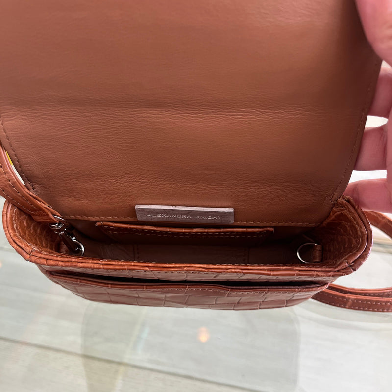 MINI STEPHANIE - COGNAC MATTE ALLIGATOR -  IN STOCK NOW