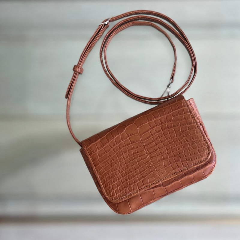 MINI STEPHANIE - COGNAC MATTE ALLIGATOR -  IN STOCK NOW