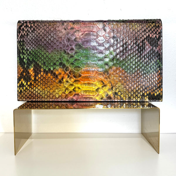 MARINA CLUTCH - MULTI COLORED PYTHON - IN STOCK NOW