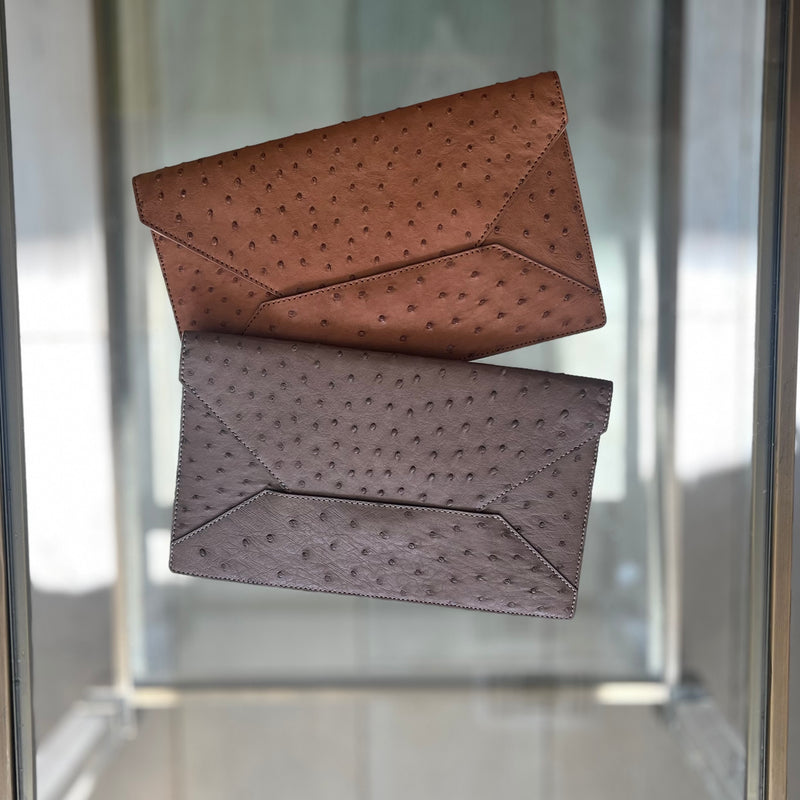MARINA CLUTCH - ASSORTED OSTRICH COLORS - IN STOCK NOW