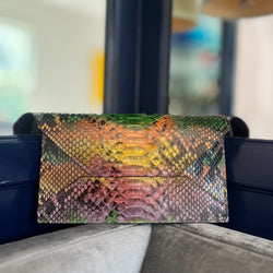 MARINA CLUTCH - MULTI COLORED PYTHON - IN STOCK NOW