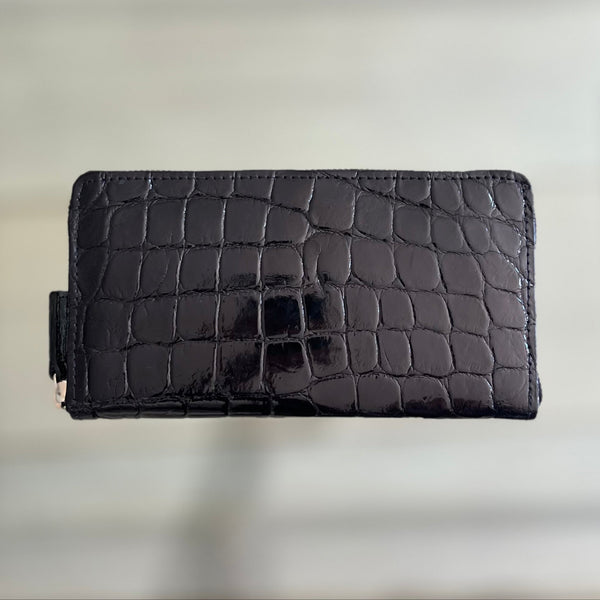 ZIP AROUND WALLET - BLACK GLAZE ALLIGATOR - IN STOCK NOW