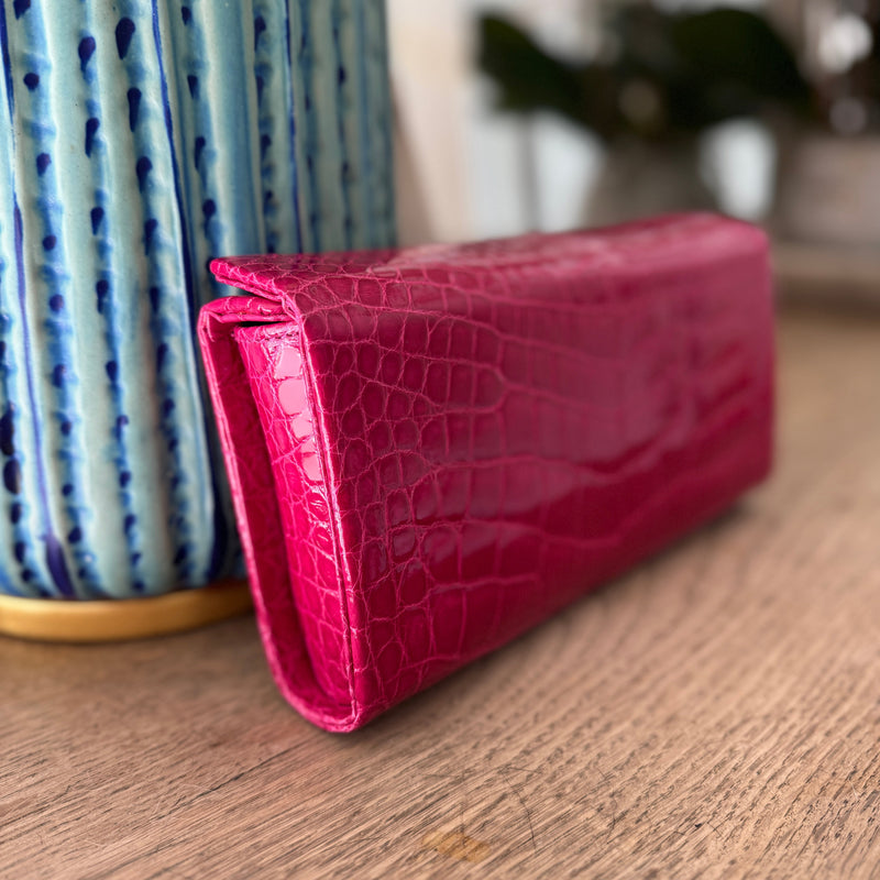 EMMA - FUCSHIA PINK GLAZE ALLIGATOR - IN STOCK NOW