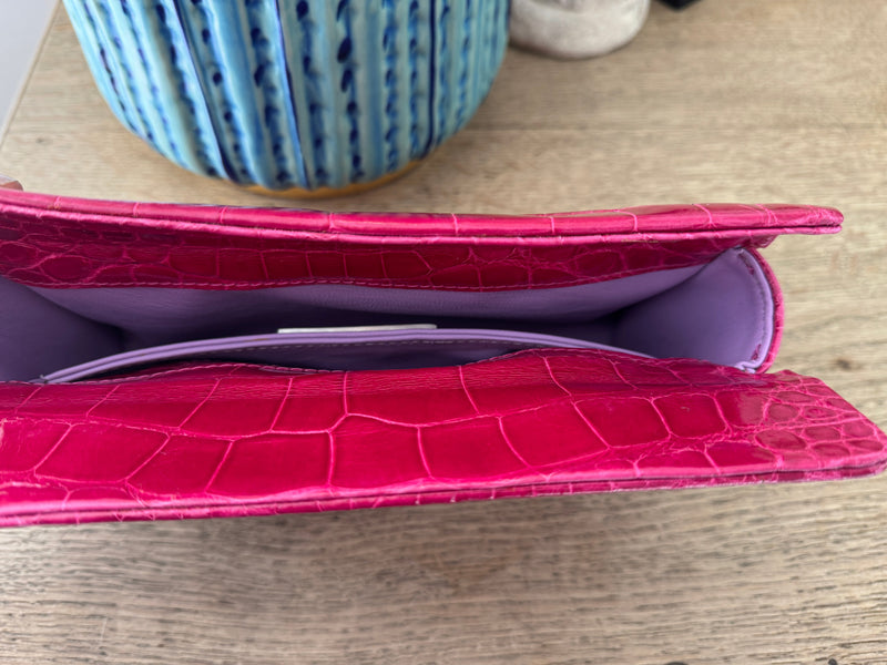 EMMA - FUCSHIA PINK GLAZE ALLIGATOR - IN STOCK NOW