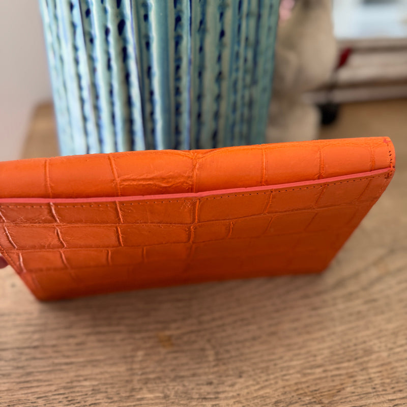 HABIBI CLUTCH - ORANGE MATTE ALLIGATOR-  IN STOCK