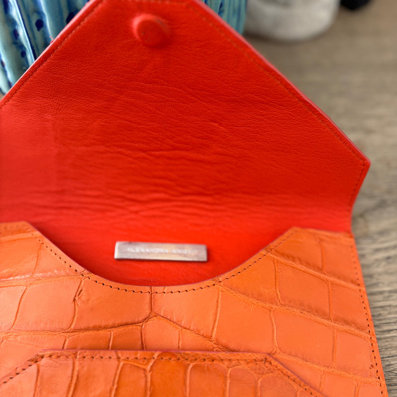 HABIBI CLUTCH - ORANGE MATTE ALLIGATOR-  IN STOCK