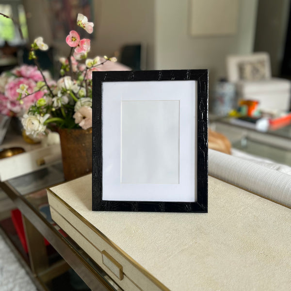 8 x 10 PICTURE FRAME - BLACK GLAZE ALLIGATOR - IN STOCK NOW