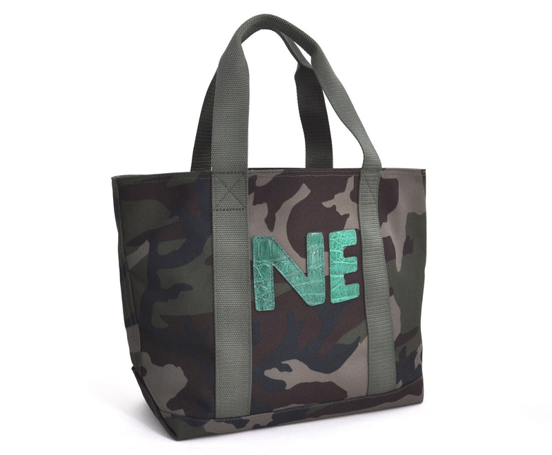 MINI HUNTING TOTE WITH TWO ALLIGATOR LETTERS - ASSORTED COLORS