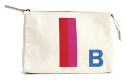 LARGE ACCESSORIES TRAVEL BAG - PINK/RED STRIPE WITH TURQUOISE ALLIGATOR MONOGRAM