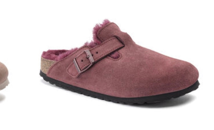 美品　BIRKENSTOCK BOSTON SHEARLING 24cm Unisex Birkenstock Boston Shearling Mink Suede / Natural