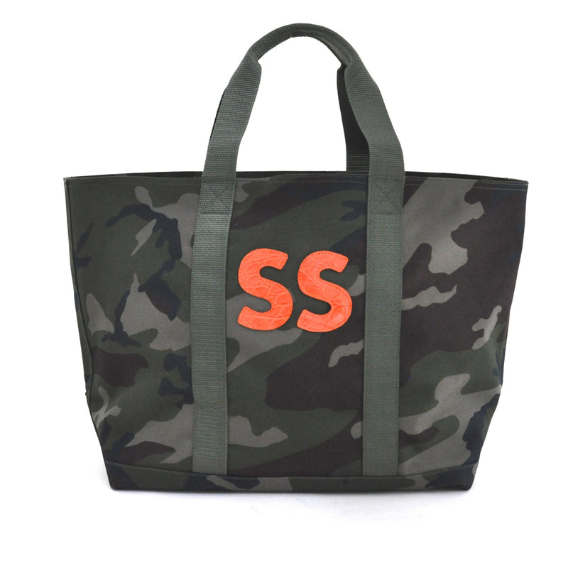 HUNTING TOTE WITH TWO ALLIGATOR LETTERS - ASSORTED COLORS
